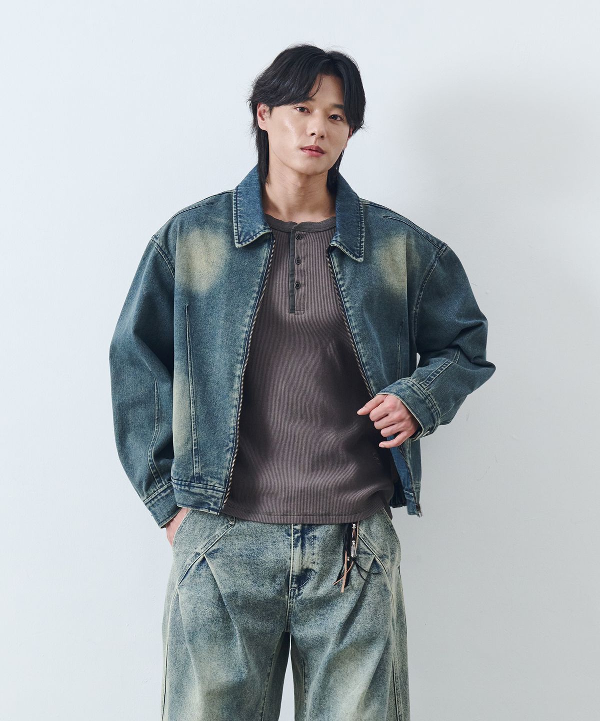 논타입(NONTYPE) WASHED DENIM BLOUSON (INDIGO)