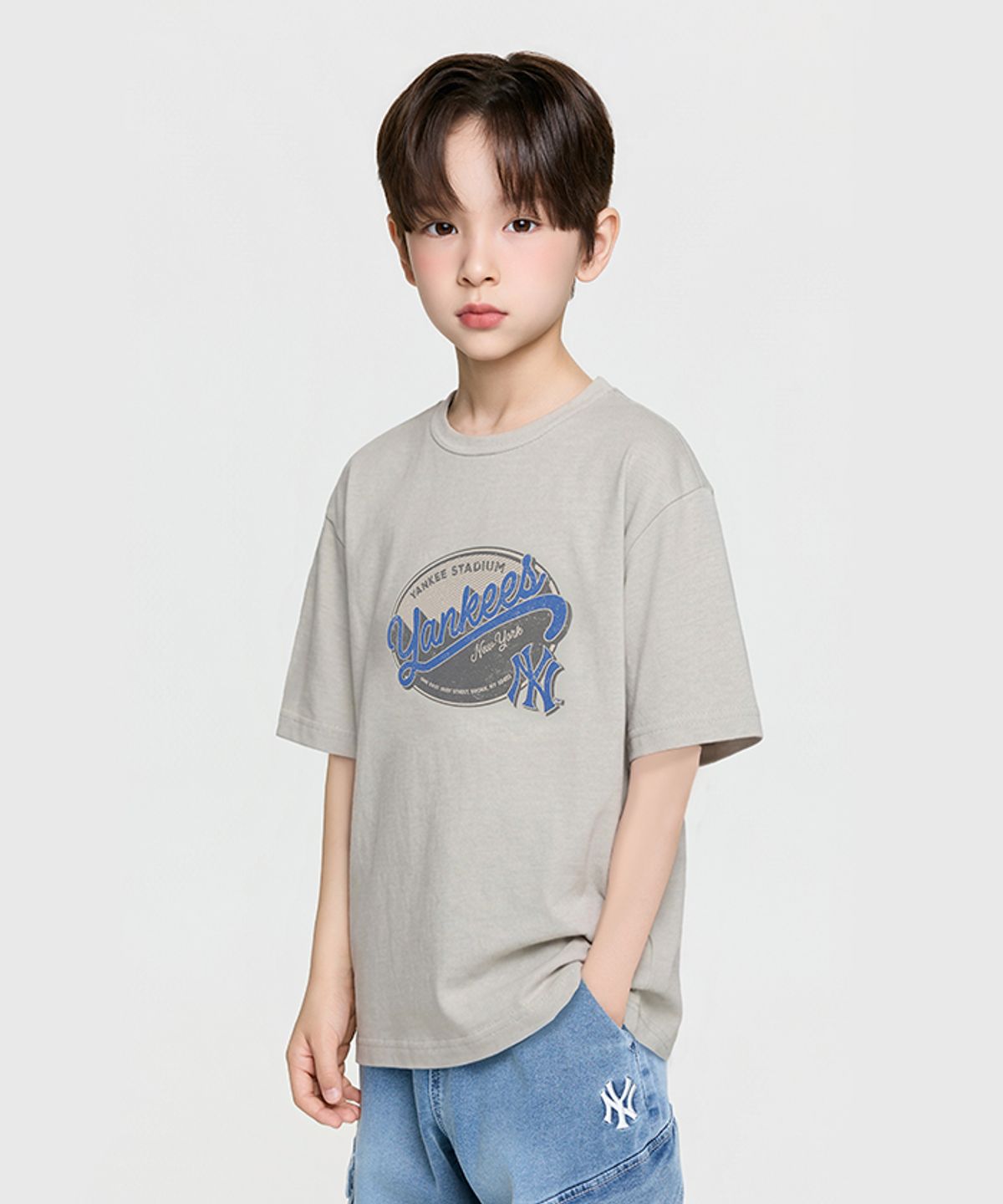 엠엘비 키즈(MLB KIDS) 스트릿 베이직 빈티지 아트웍 티셔츠 NY (Mg.Cream)