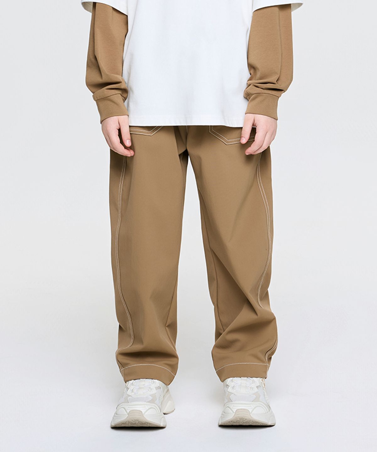 엠엘비 키즈(MLB KIDS) 아웃도어 벌룬 스티치 우븐팬츠 BOS (D.Beige)