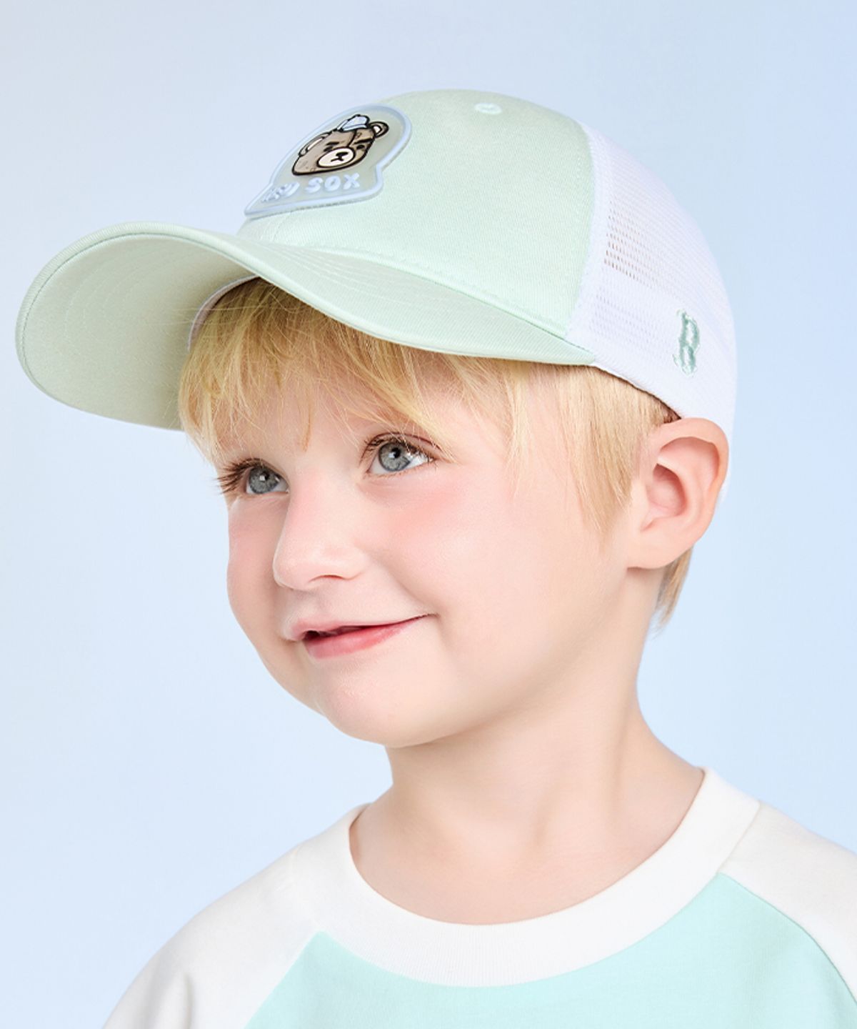 엠엘비 키즈(MLB KIDS) 메가베어 와펜 메쉬캡 BOS (L.Mint)