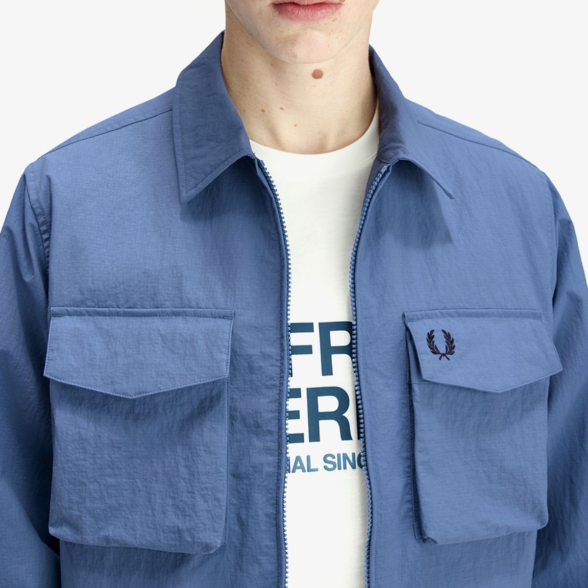 프레드페리(FRED PERRY) [Sport] 립스탑 포켓 오버셔츠 - 에이스 블루 AFPM2612402-27A