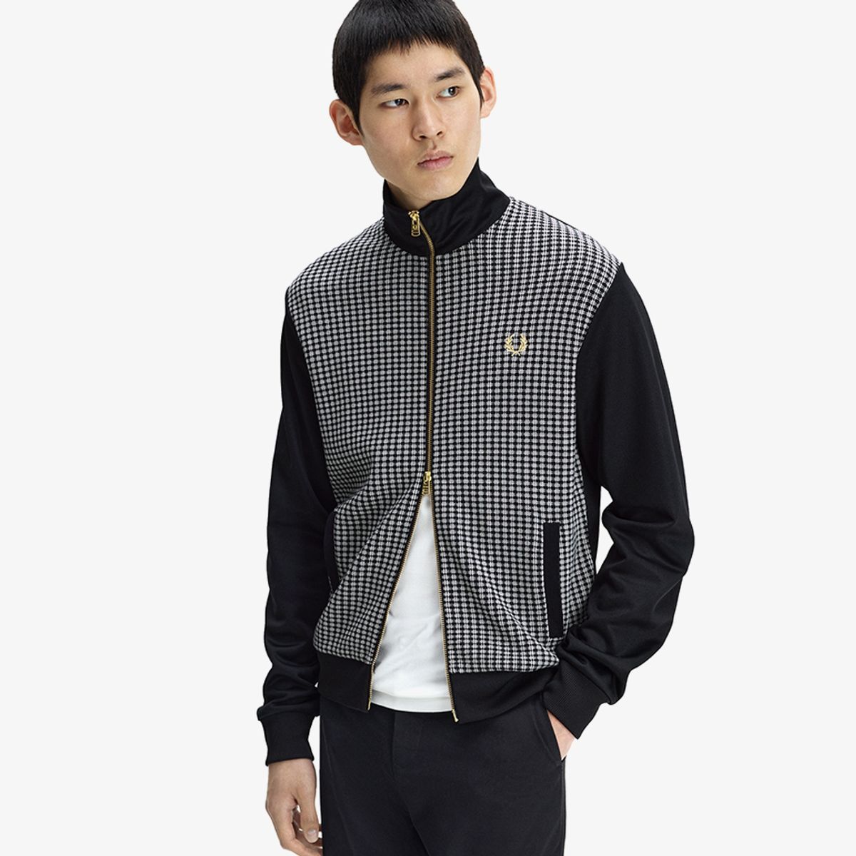 프레드페리(FRED PERRY) [Sharp] 니트 프론트 트랙 재킷 - 블랙 AFPM2612303-102