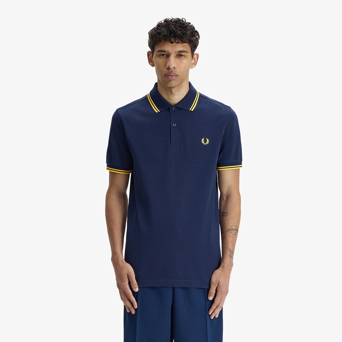 프레드페리(FRED PERRY) [M3600] 트윈 팁 프레드페리 셔츠 - 테니스블루/레몬발리 AFPM2613600-02B