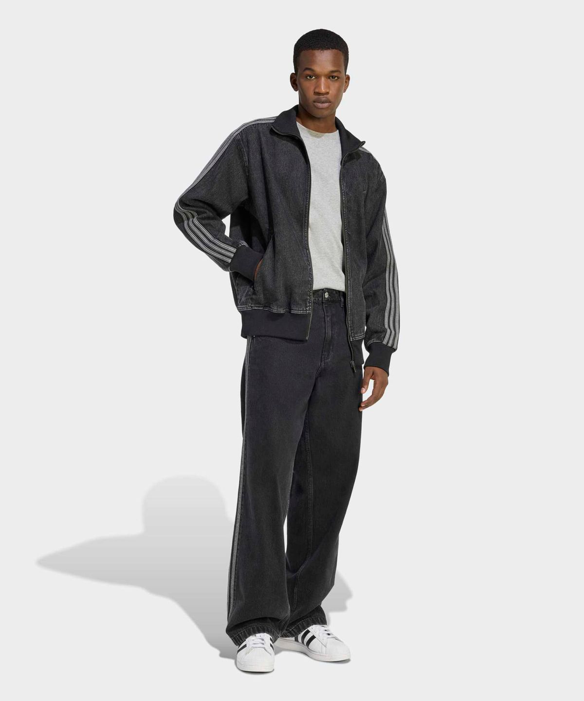 아디다스(ADIDAS) 데님 파이어버드 트랙탑 - 블랙 / KD1516