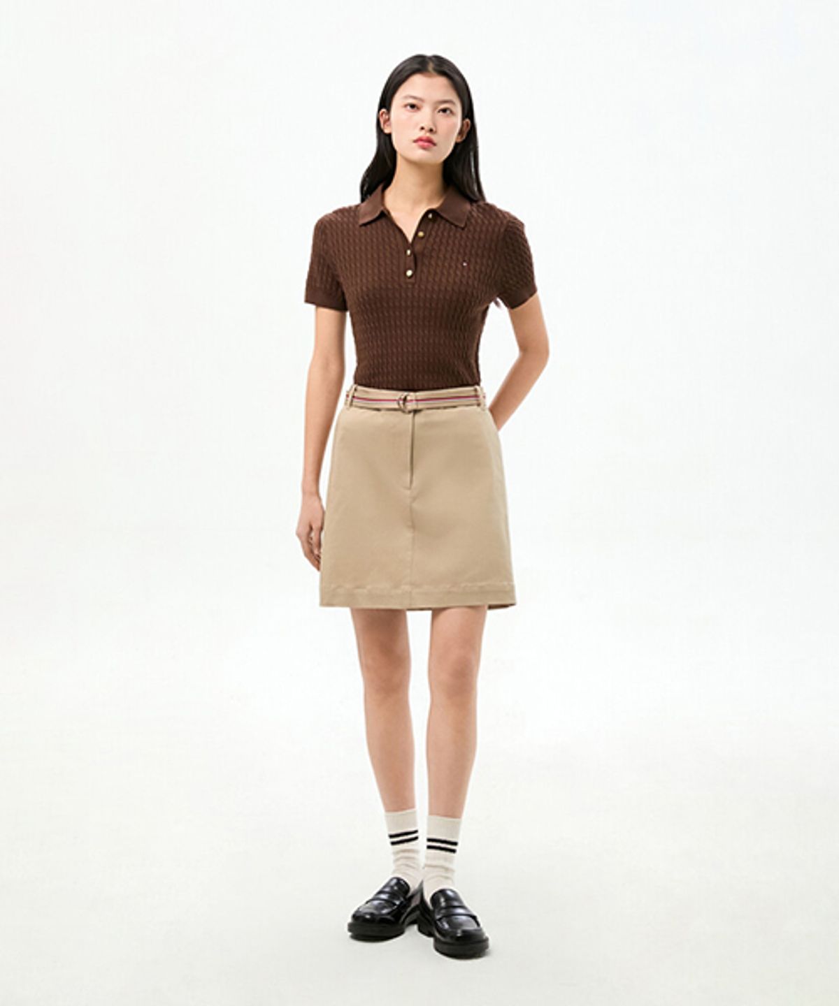 타미힐피거(TOMMY HILFIGER) 코튼 케이블 폴로 스웨터 (T22G1KTO061WT2GV0)