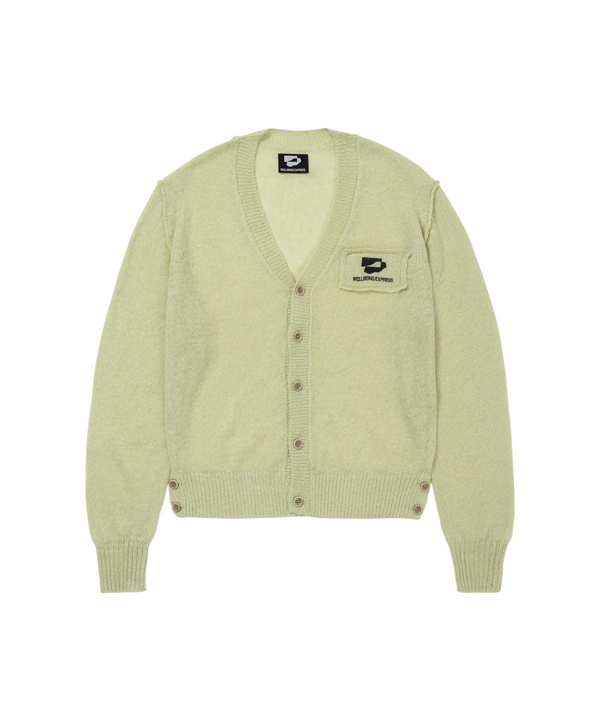 웰빙익스프레스(WELLBEING EXPRESS) Logo Patch Hairy Cardigan Mint