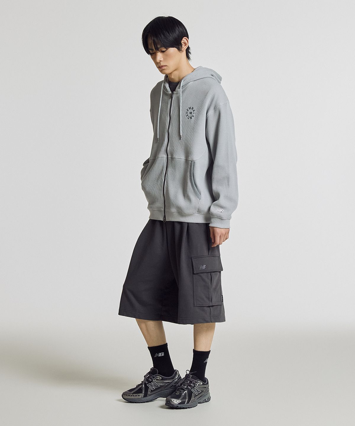 뉴발란스(NEW BALANCE) NBMDG21323 / UNI 740 Shifted 와플 후드집업 (GRAY)