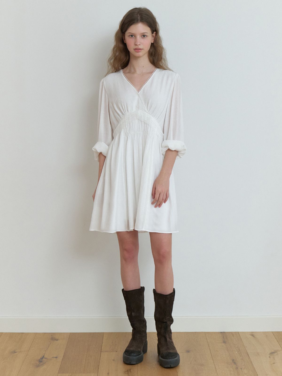 리엘(RE L) Vin-rouge shirring dress (white)