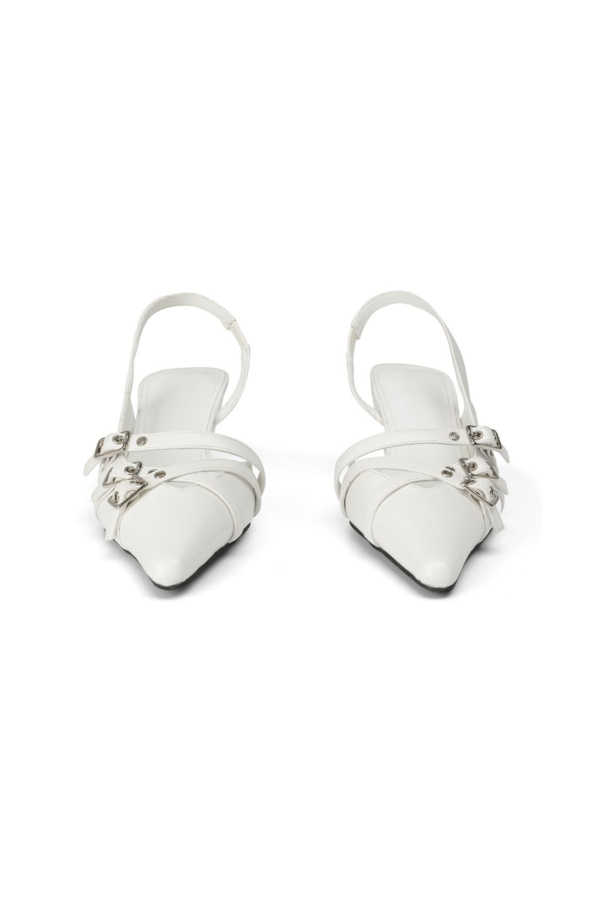 다이닛(DEINET) BUCKLE STRAP SLINGBACKS IN WHITE