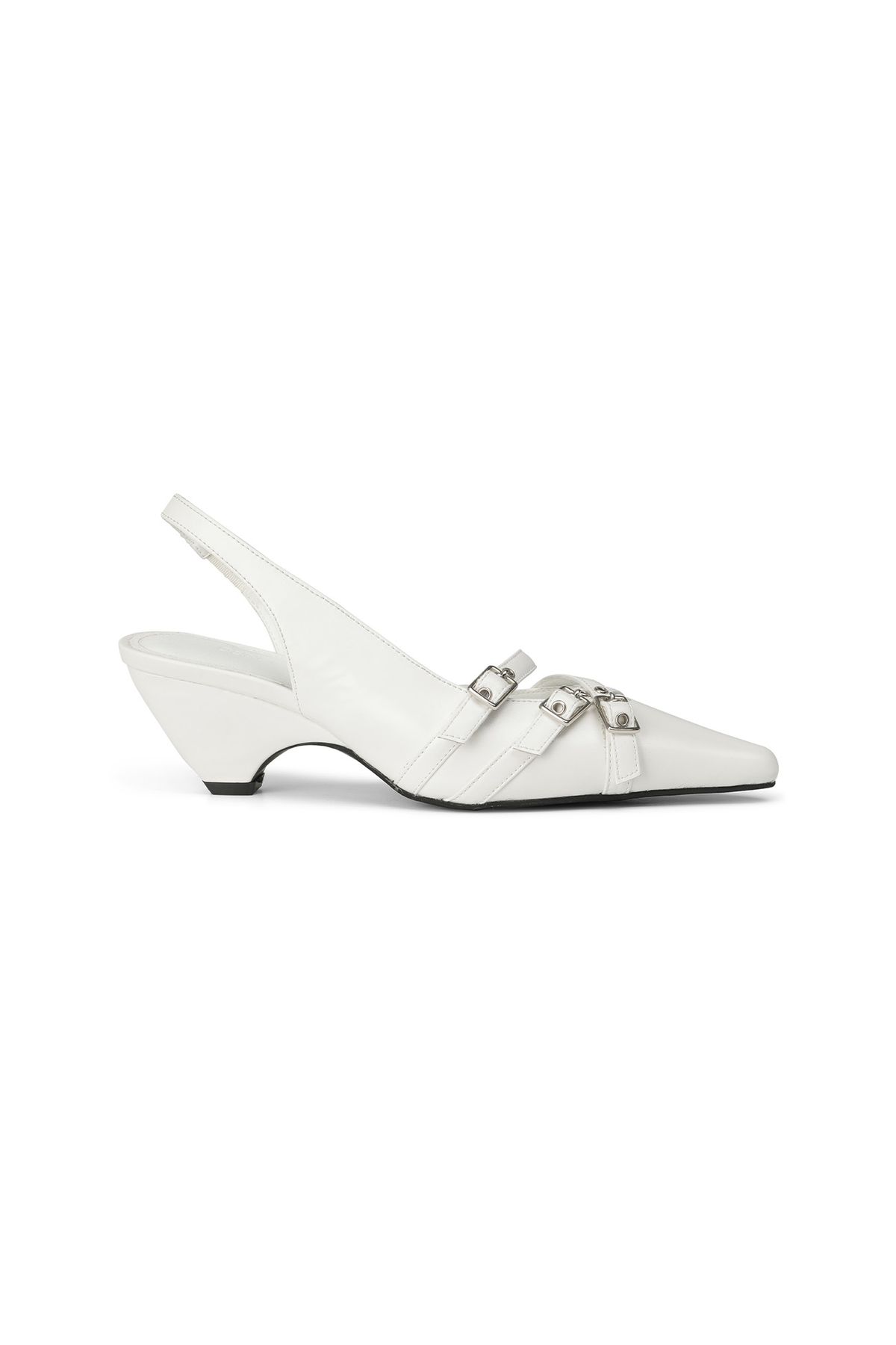 다이닛(DEINET) BUCKLE STRAP SLINGBACKS IN WHITE