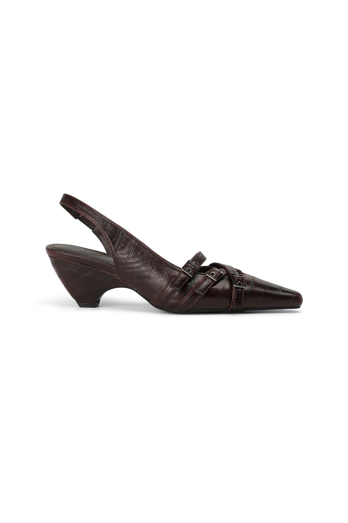 다이닛(DEINET) BUCKLE STRAP SLINGBACKS IN BURGUNDY