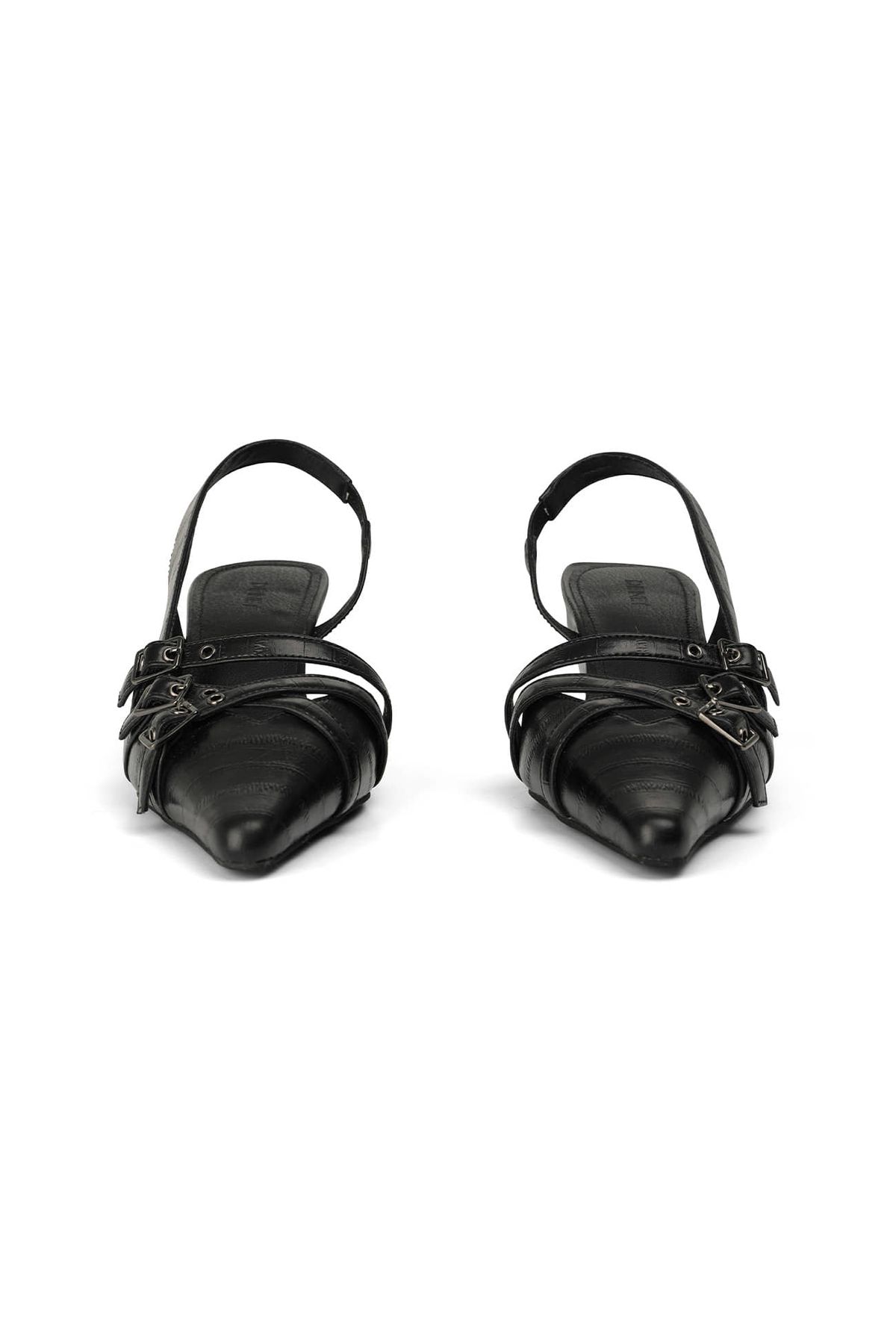 다이닛(DEINET) BUCKLE STRAP SLINGBACKS IN BLACK