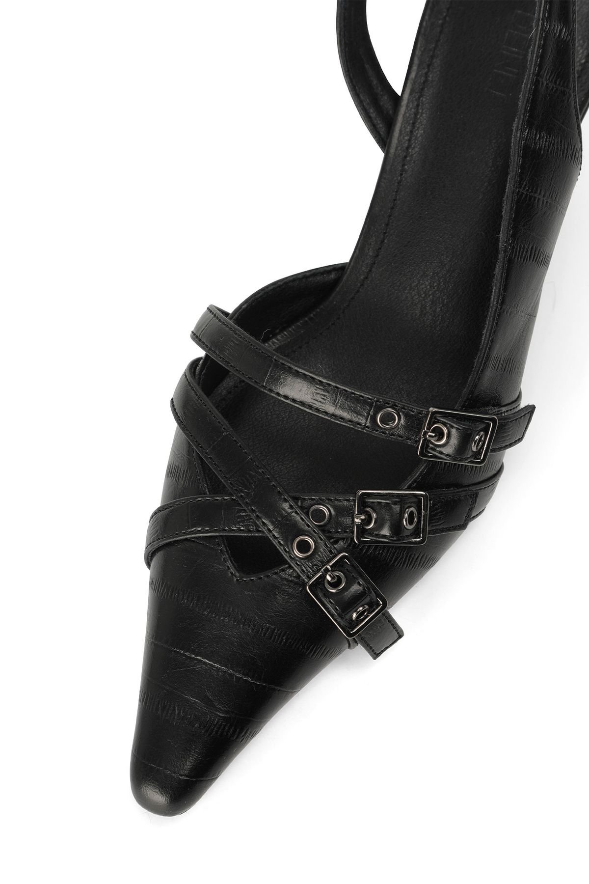 다이닛(DEINET) BUCKLE STRAP SLINGBACKS IN BLACK