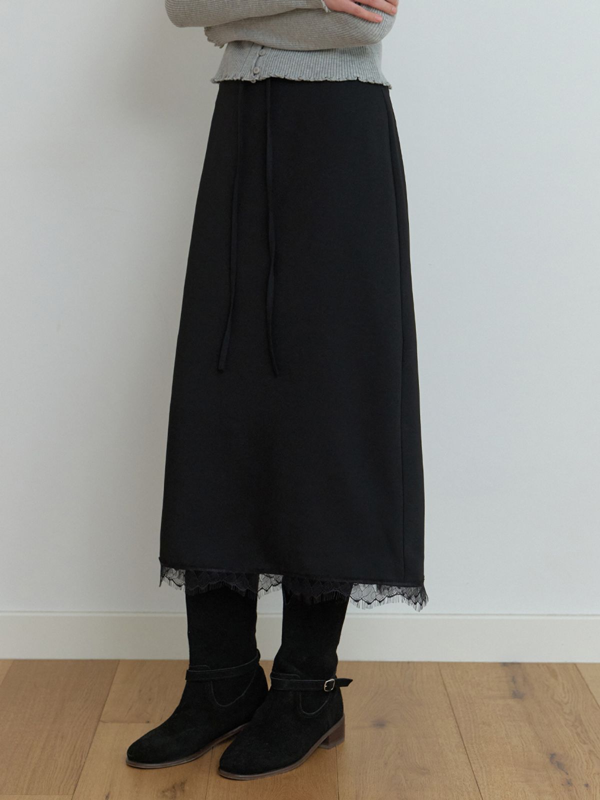 리엘(RE L) Oly lace H skirt (black)