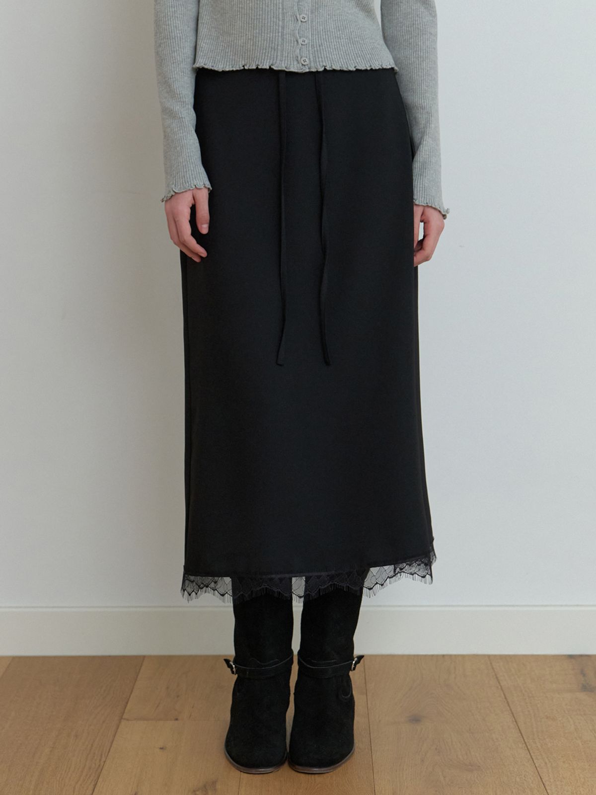 리엘(RE L) Oly lace H skirt (black)
