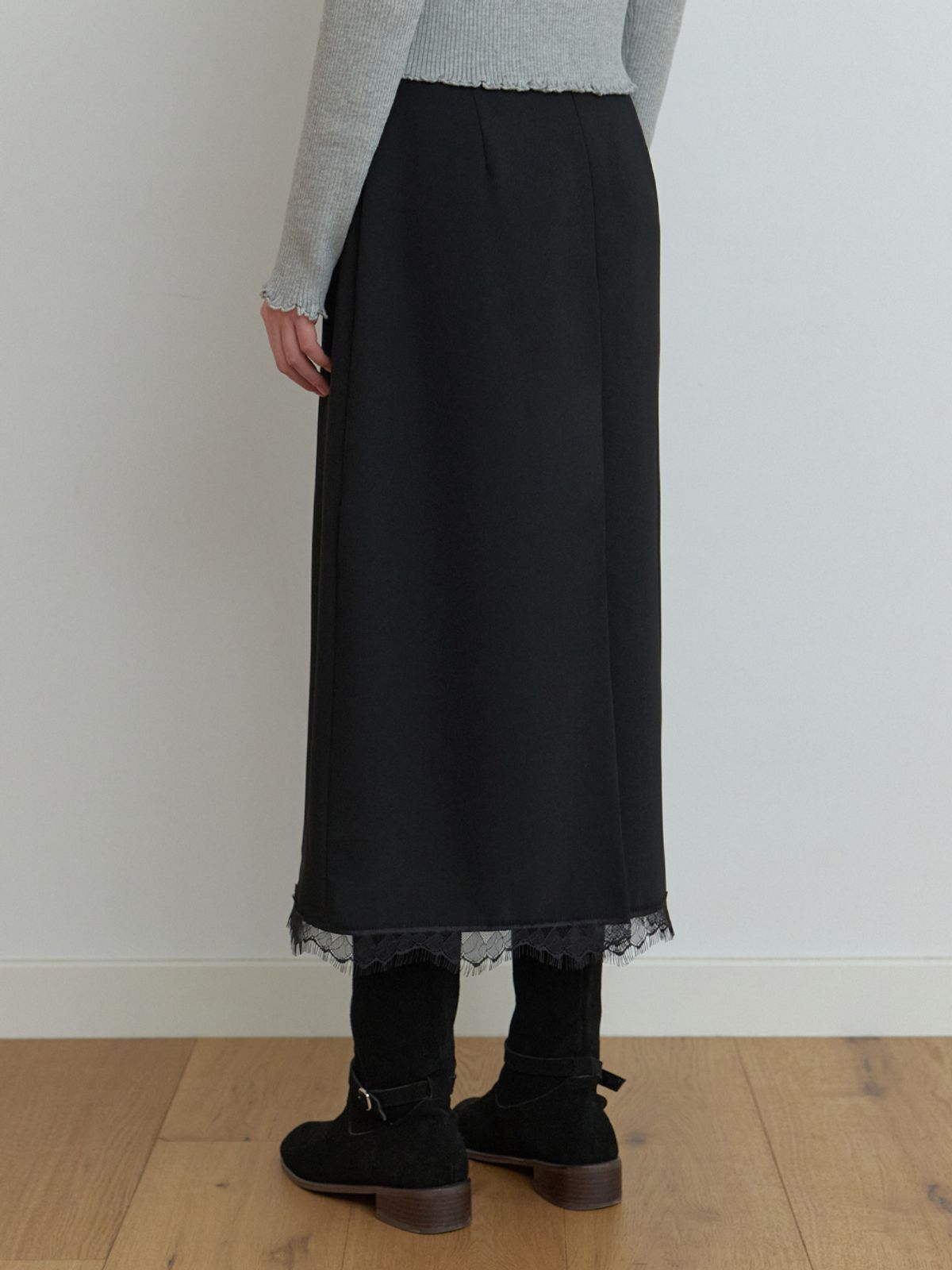 리엘(RE L) Oly lace H skirt (black)