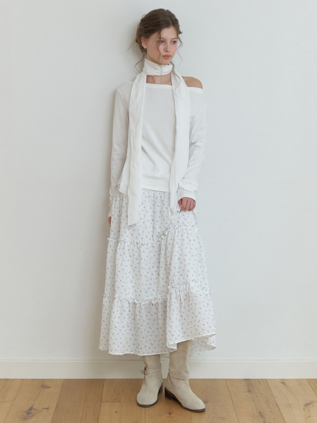 리엘(RE L) Blow balm skirt (blue flower)