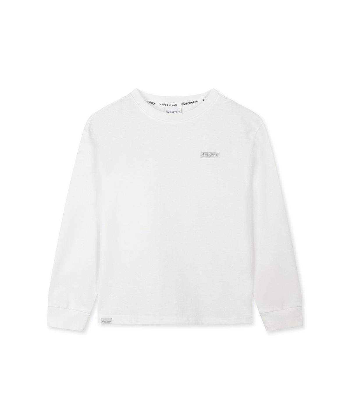 디스커버리 키즈(DISCOVERY KIDS) 키즈 스몰로고 긴팔티셔츠 (WHITE)