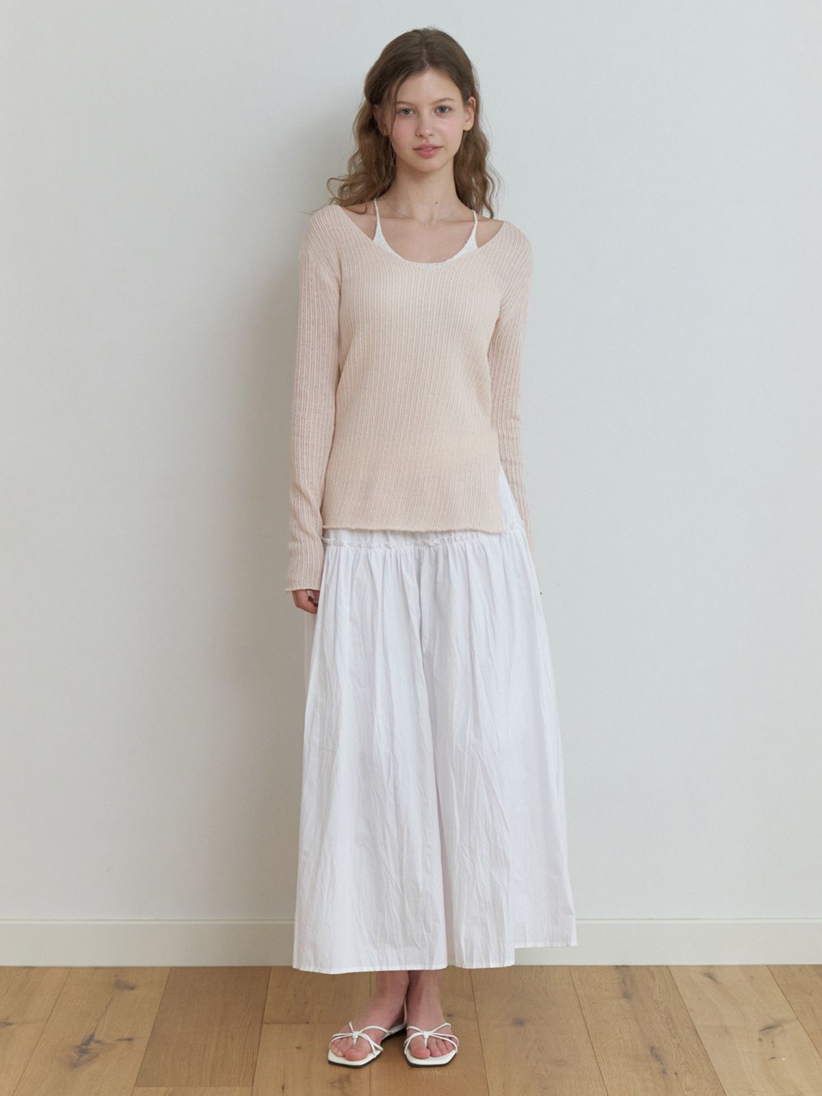 리엘(RE L) Wheeler shirring skirt (white)