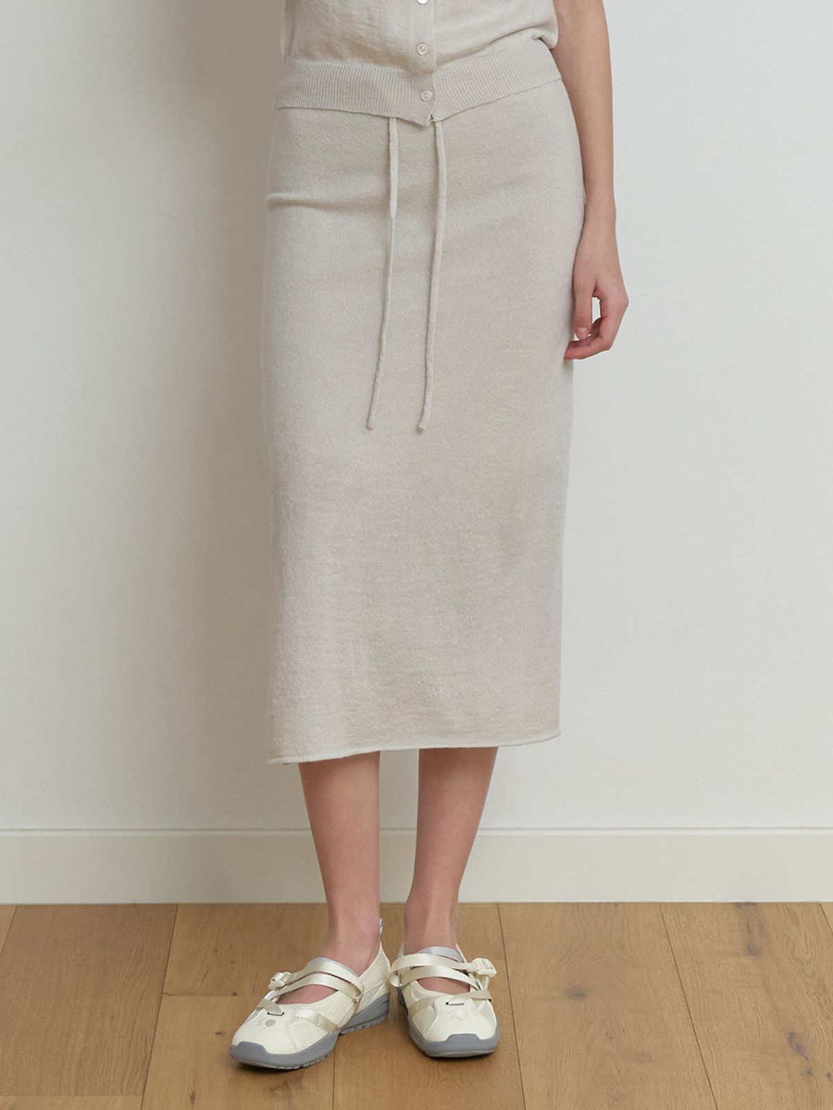 리엘(RE L) Two-piece knit skirt (sand gray)