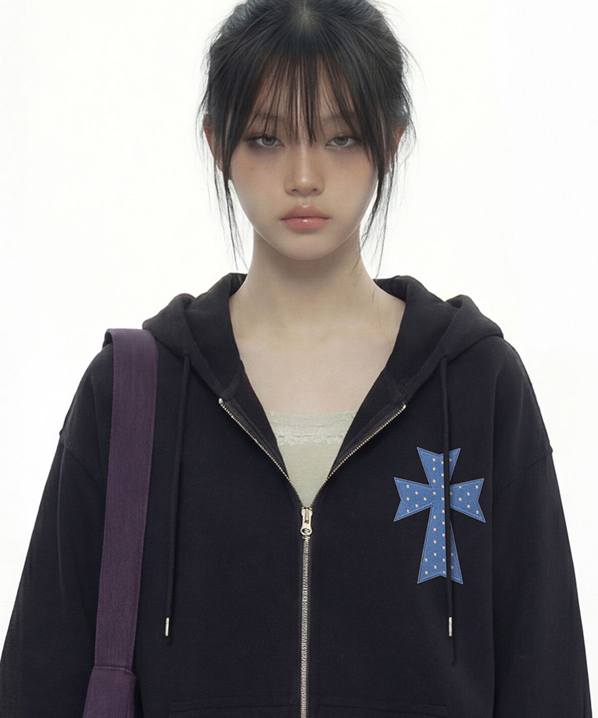 그레이버(GRAVER) [UNISEX]DOT CROSS 자수 후드집업_2color