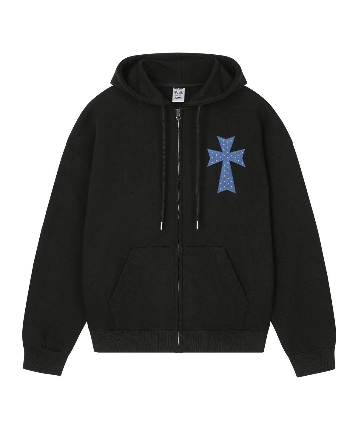 그레이버(GRAVER) [UNISEX]DOT CROSS 자수 후드집업_2color