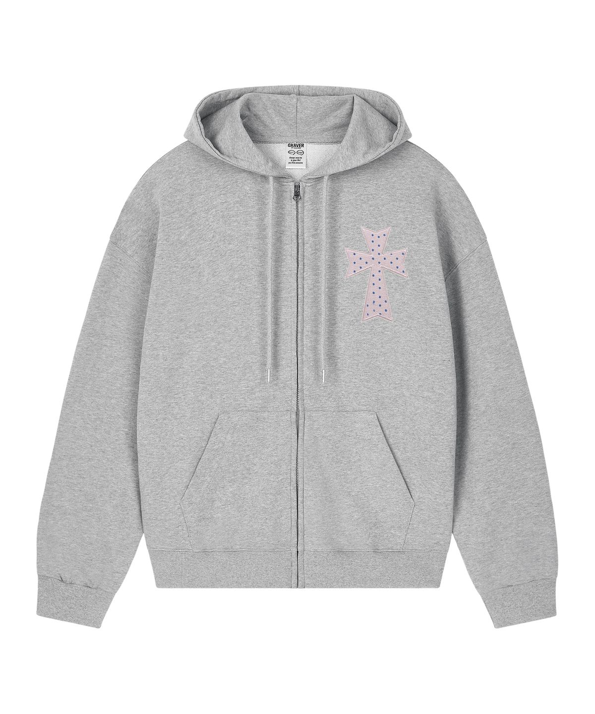 그레이버(GRAVER) [UNISEX]DOT CROSS 자수 후드집업_2color