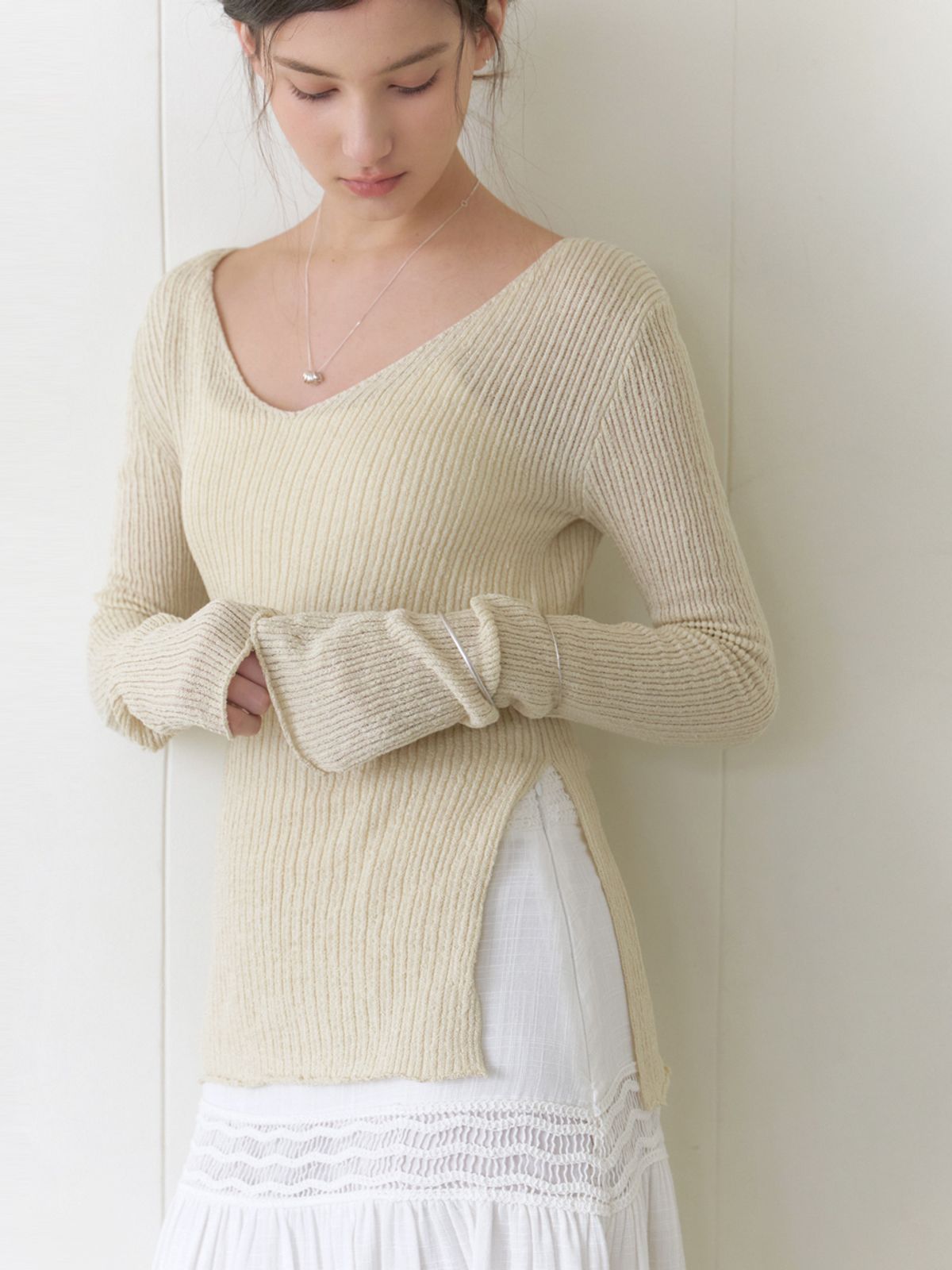 리엘(RE L) Slony v slit knit (beige)