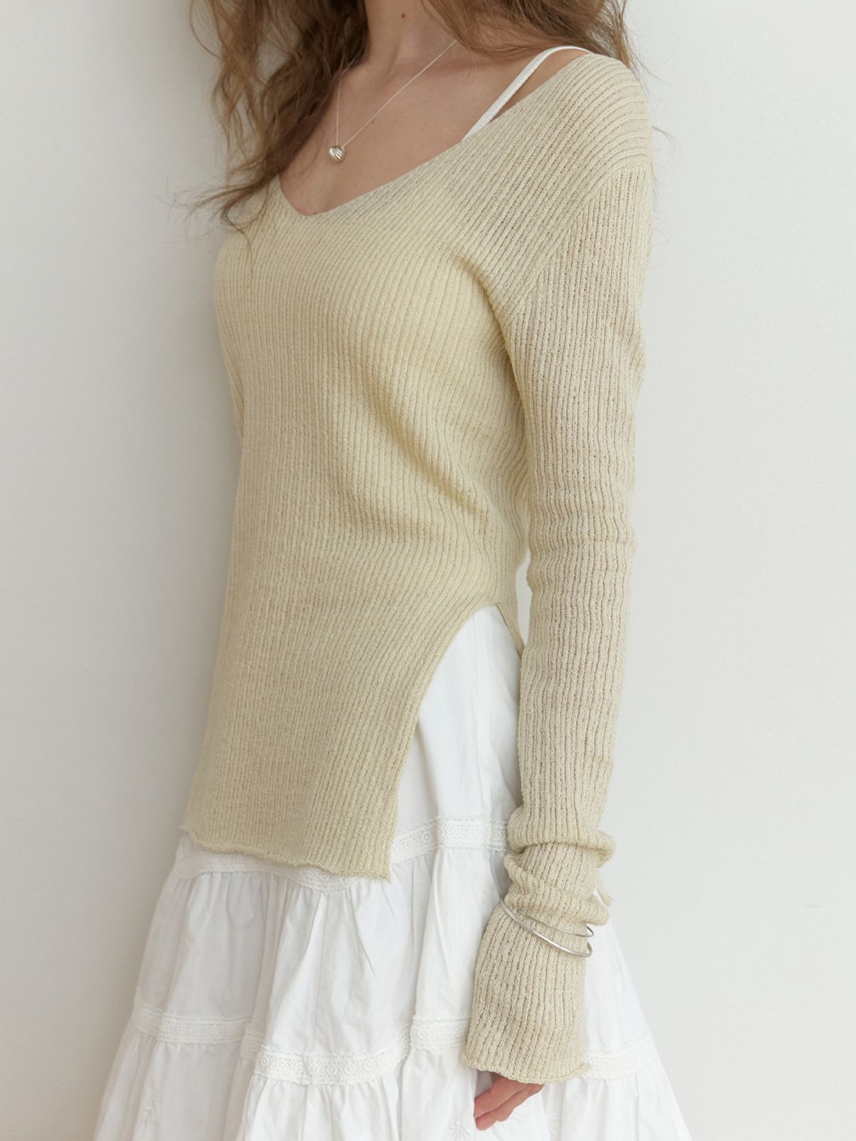 리엘(RE L) Slony v slit knit (beige)