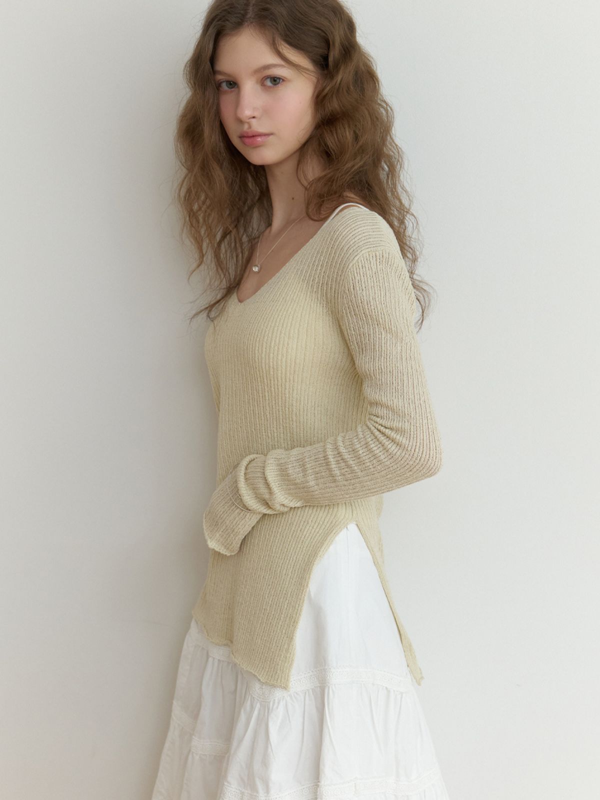 리엘(RE L) Slony v slit knit (beige)