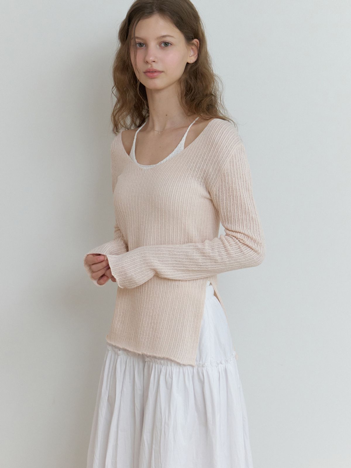 리엘(RE L) Slony v slit knit (powder pink)