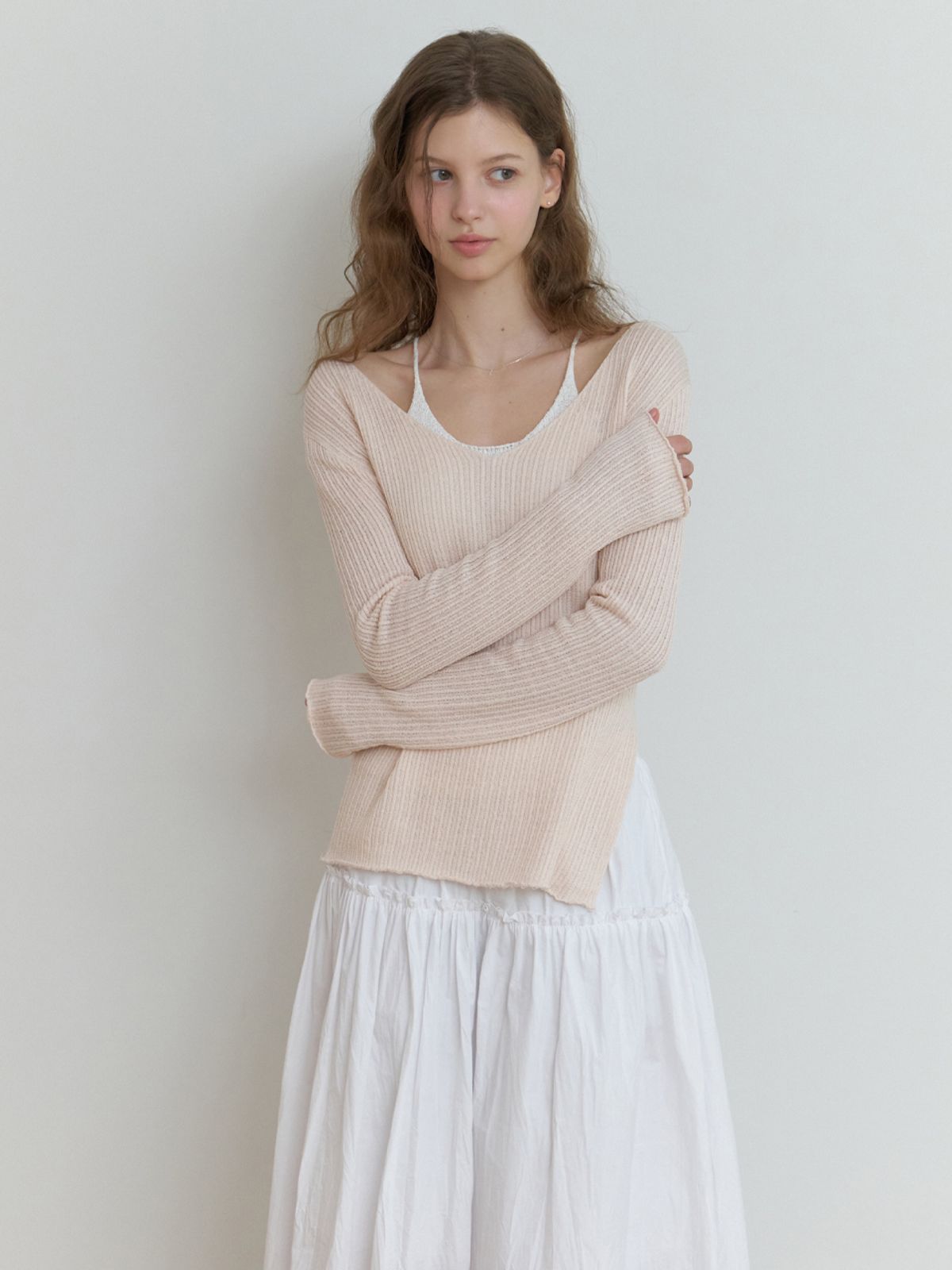 리엘(RE L) Slony v slit knit (powder pink)