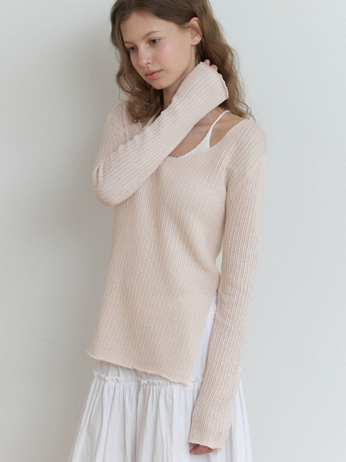 리엘(RE L) Slony v slit knit (powder pink)