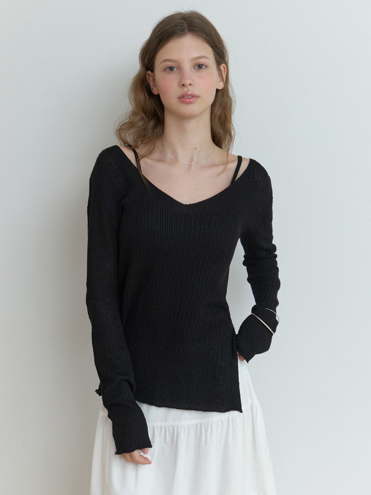 리엘(RE L) Slony v slit knit (black)