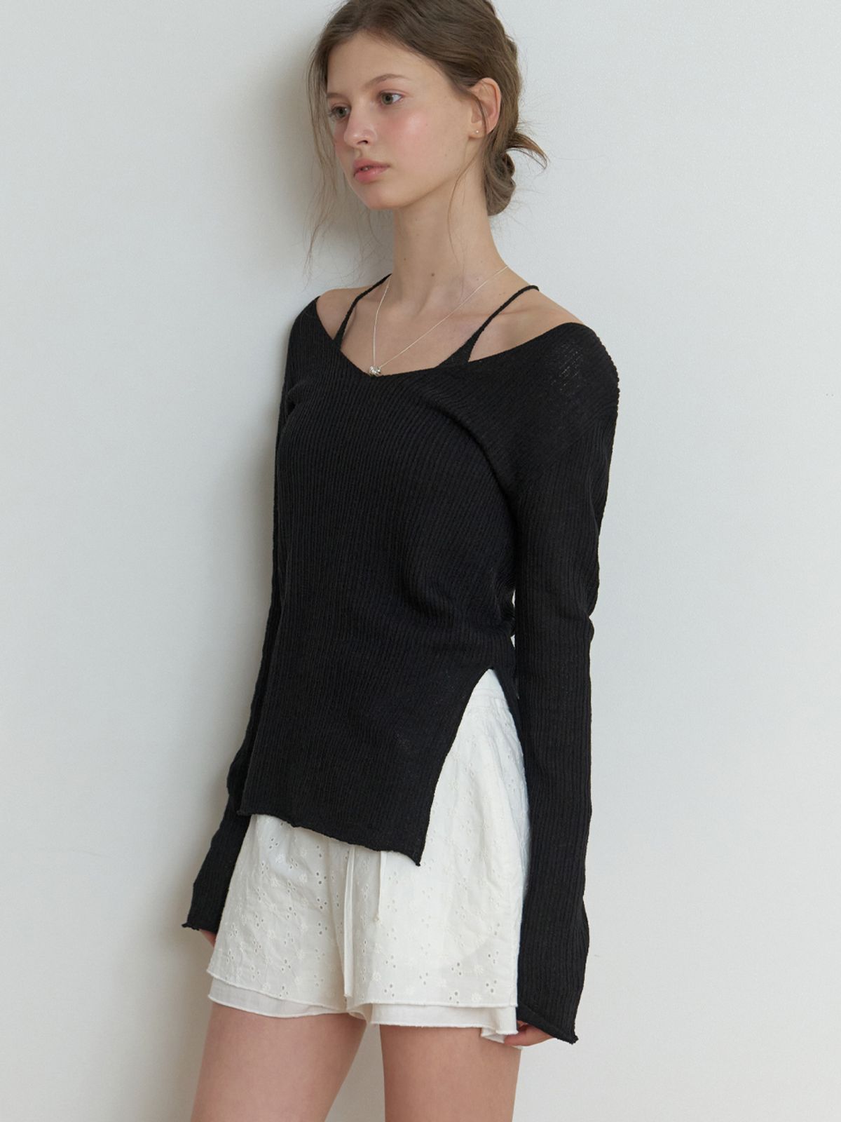 리엘(RE L) Slony v slit knit (black)