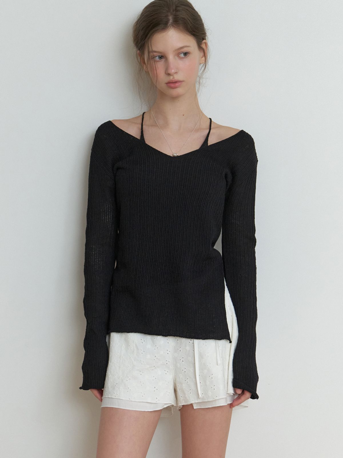 리엘(RE L) Slony v slit knit (black)