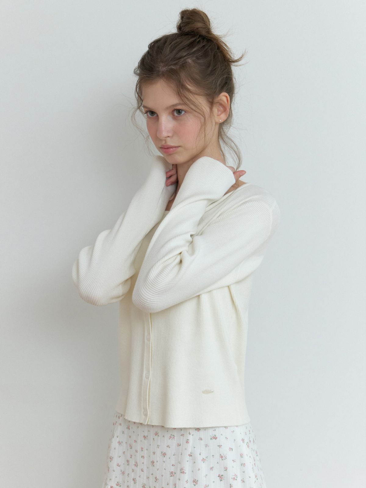 리엘(RE L) Owa round knit cardigan (ivory)