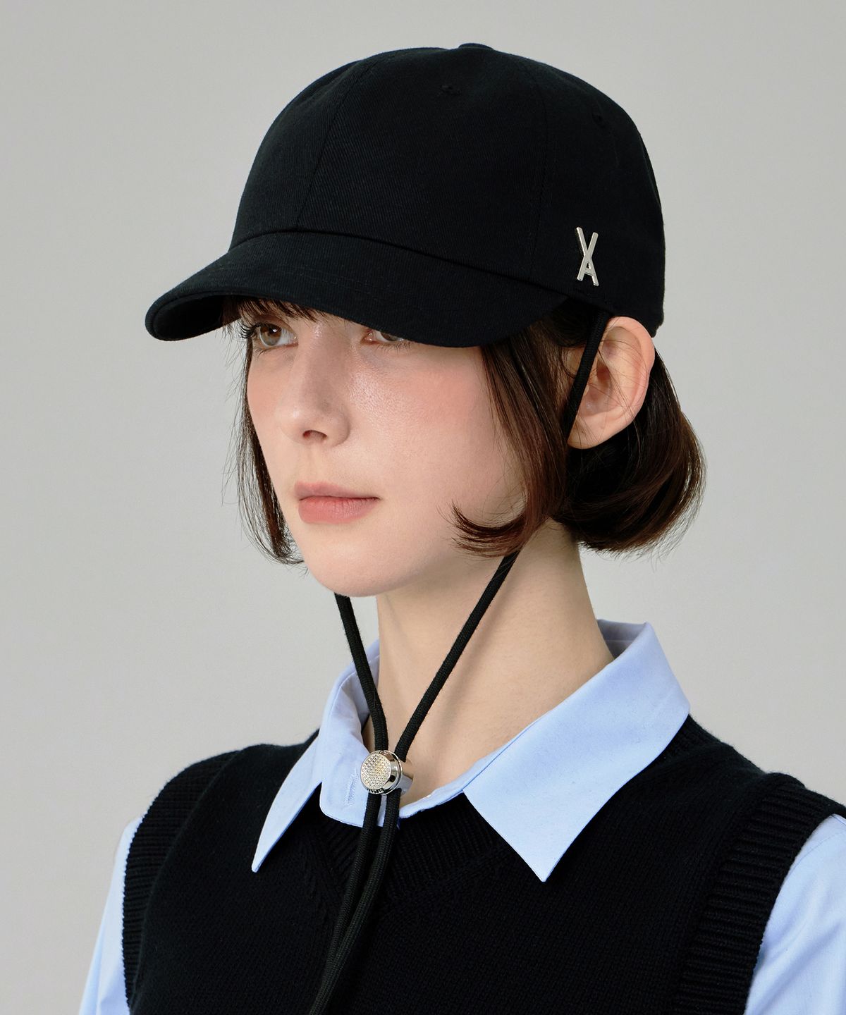 바잘(VARZAR) VA 스터드 사파리 볼캡 블랙