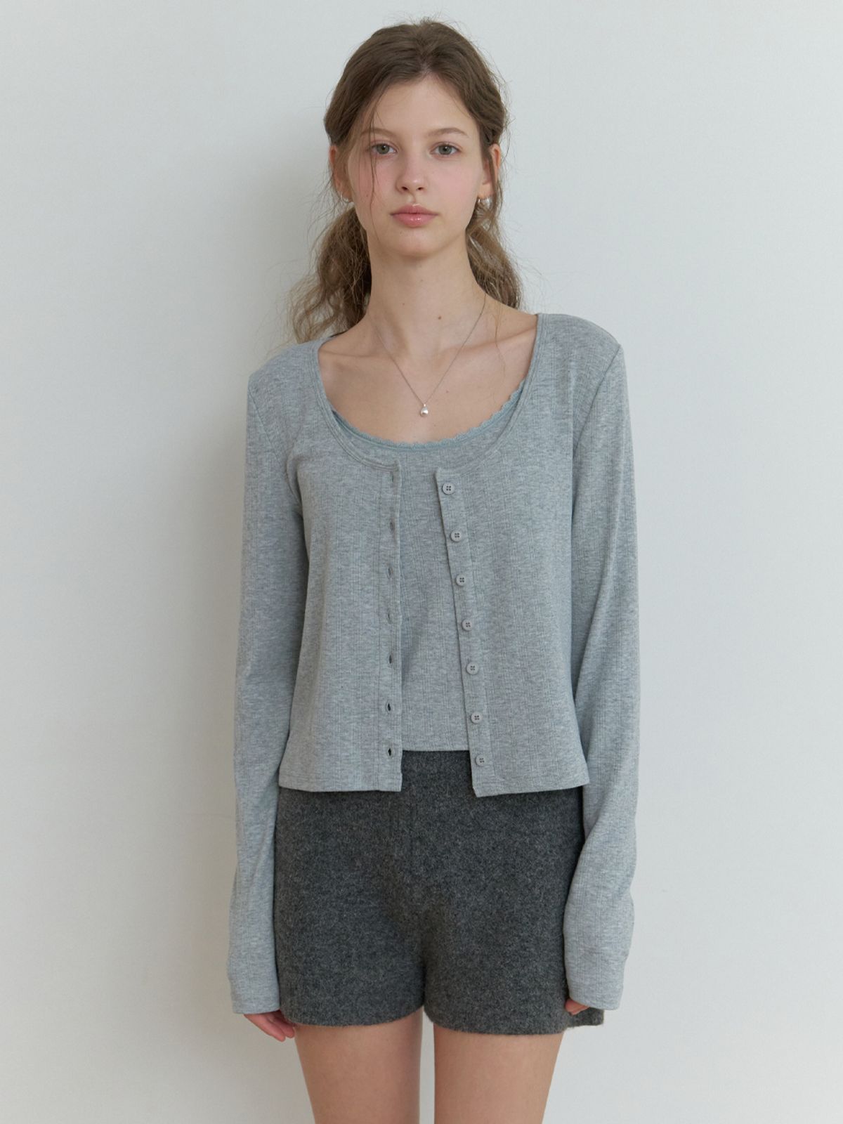 리엘(RE L) Linn cardigan set_2piece (gray)
