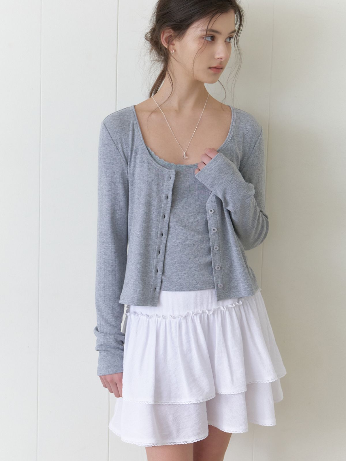 리엘(RE L) Linn cardigan set_2piece (gray)