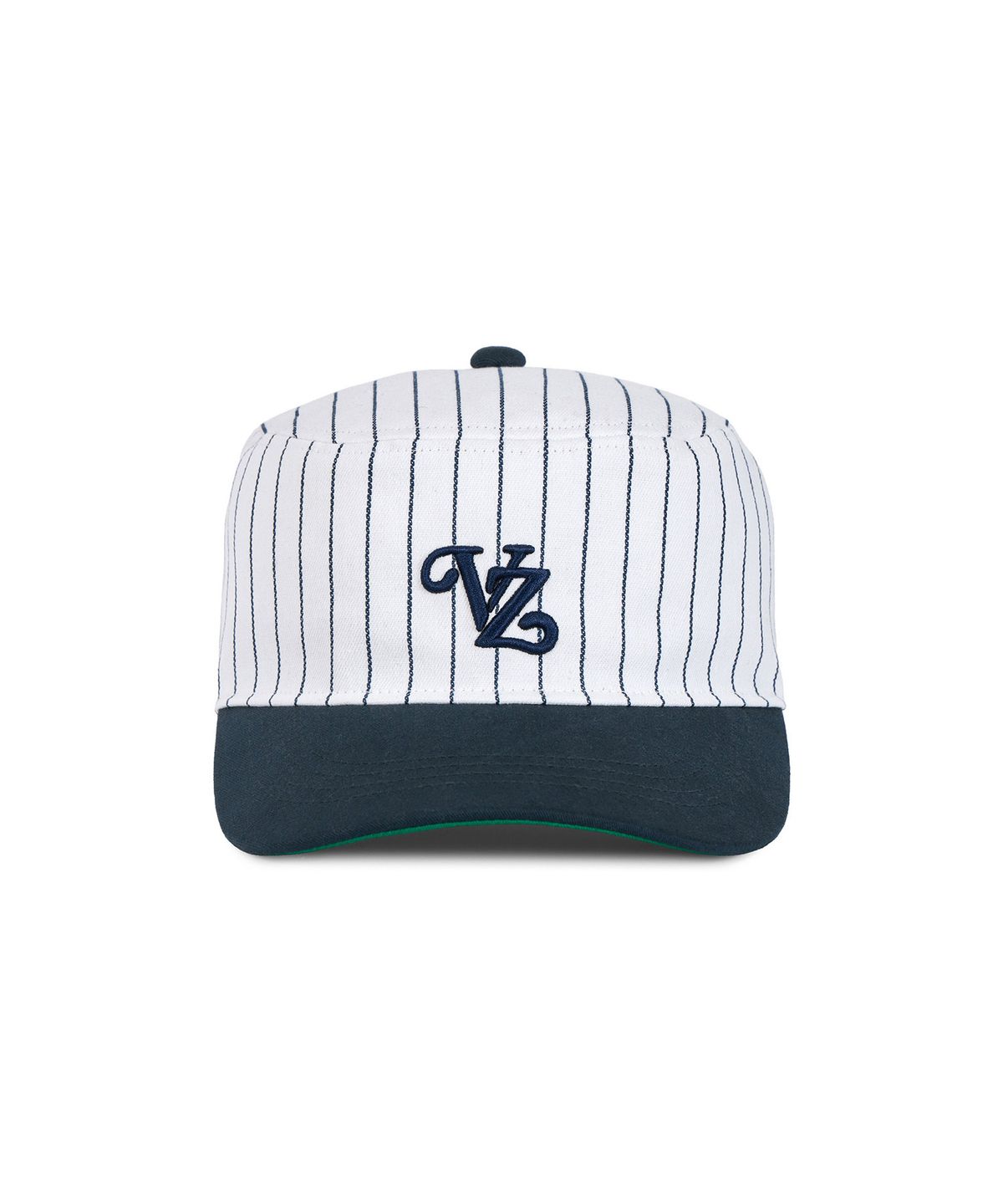 바잘(VARZAR) 리프 VZ 모노그램 스트라이프 필박스 캡 네이비