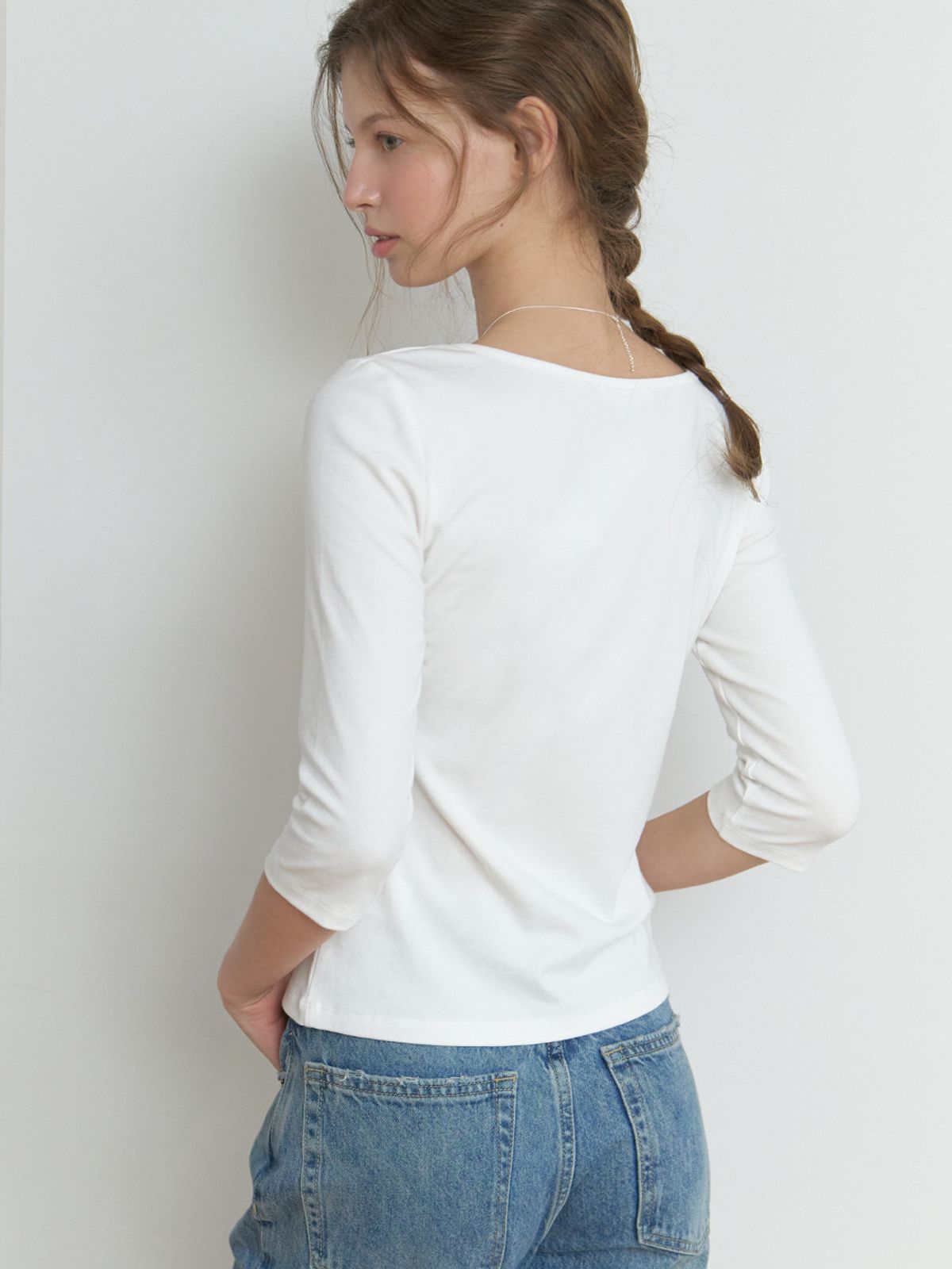 리엘(RE L) Hata 3/4 sleeve t-shirt (ivory)