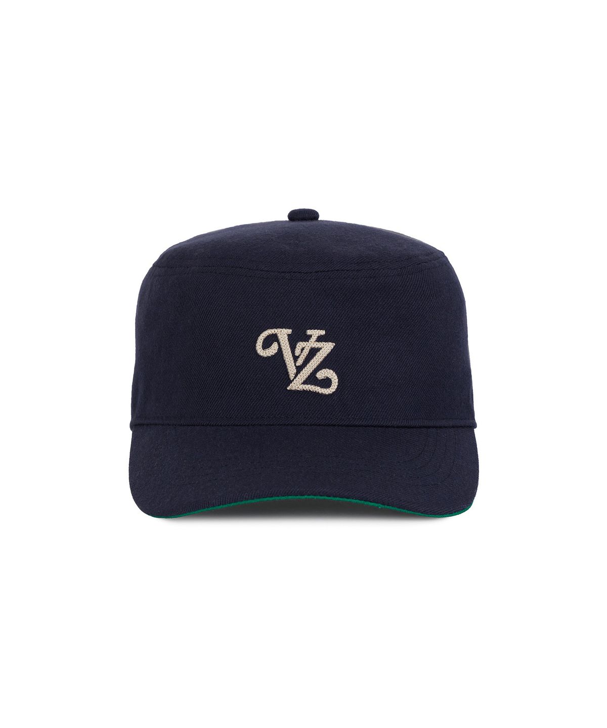 바잘(VARZAR) 리프 체인 VZ 모노그램 필박스 캡 네이비