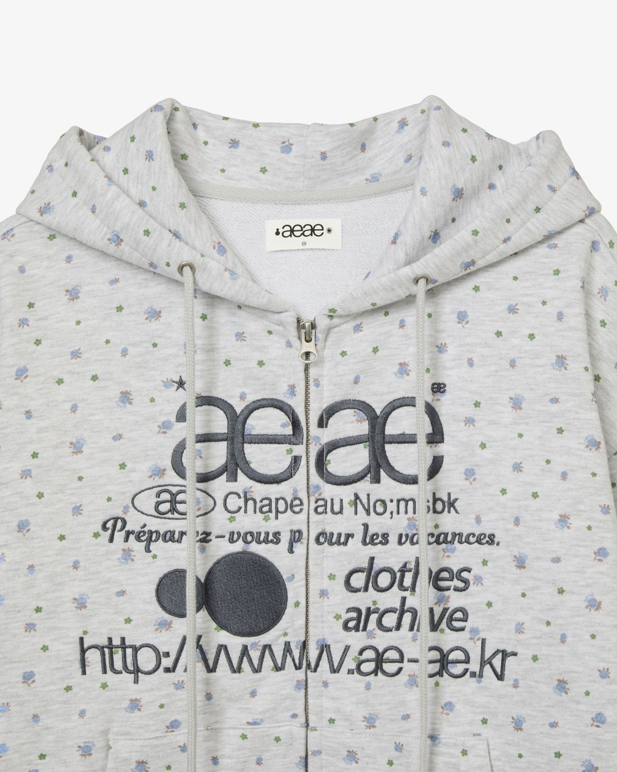 에이이에이이(AEAE) WEB LOGO FLOWER HOOD ZIP UP [BLUE]