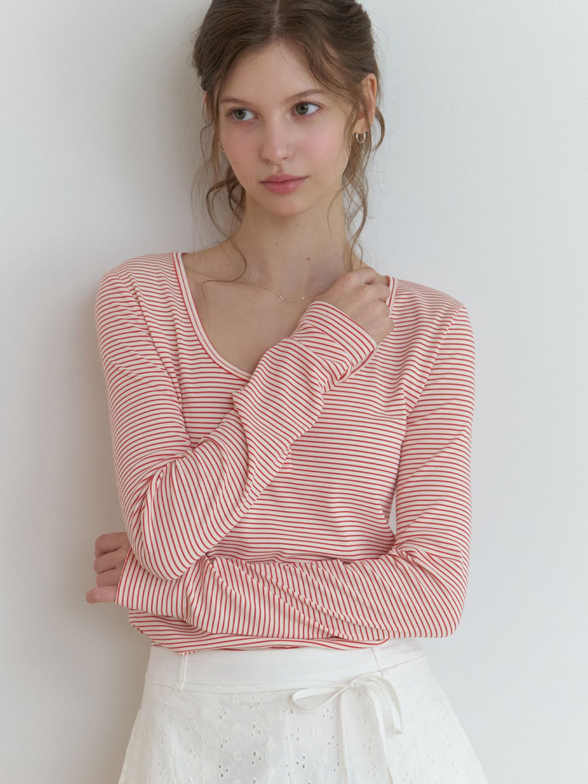 리엘(RE L) Lemo stripe t-shirt (red)