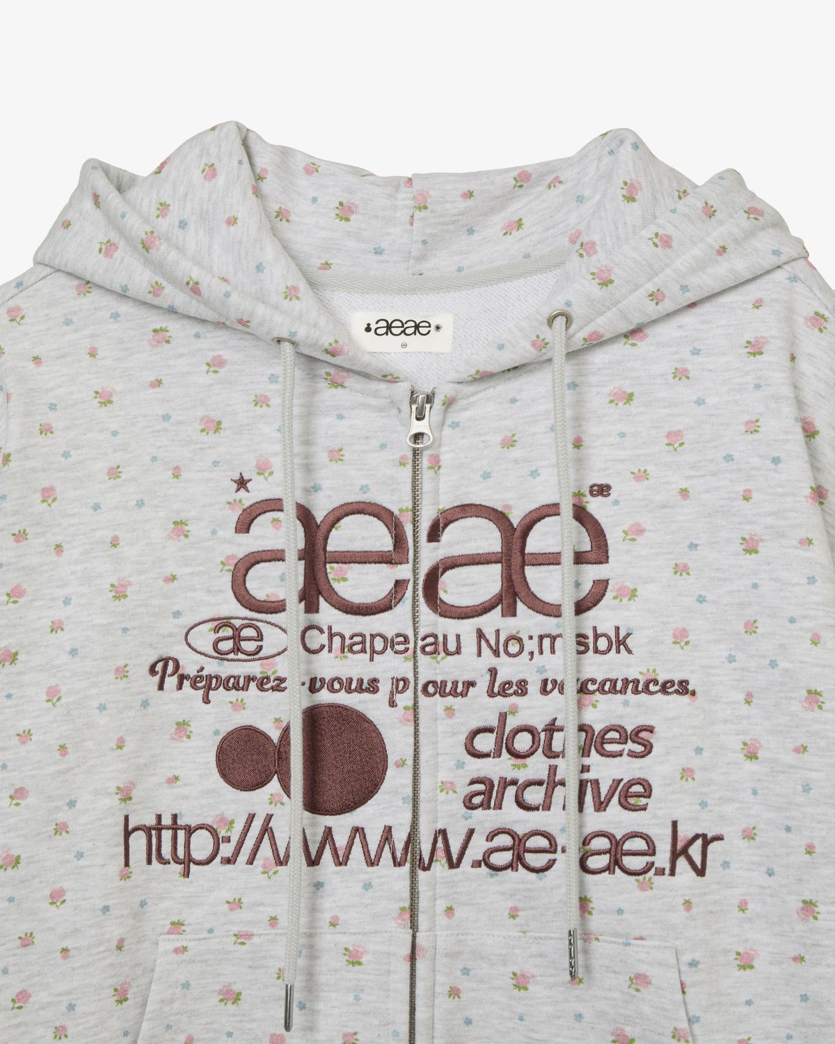 에이이에이이(AEAE) WEB LOGO FLOWER HOOD ZIP UP [PINK]