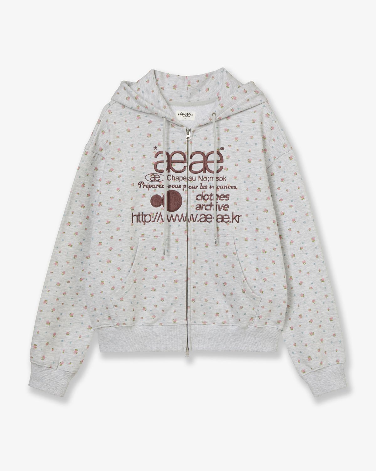 에이이에이이(AEAE) WEB LOGO FLOWER HOOD ZIP UP [PINK]