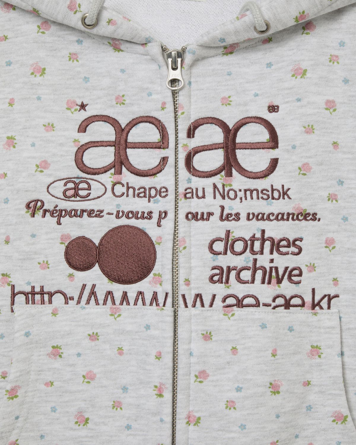 에이이에이이(AEAE) WEB LOGO FLOWER CROP HOOD ZIP UP [PINK]