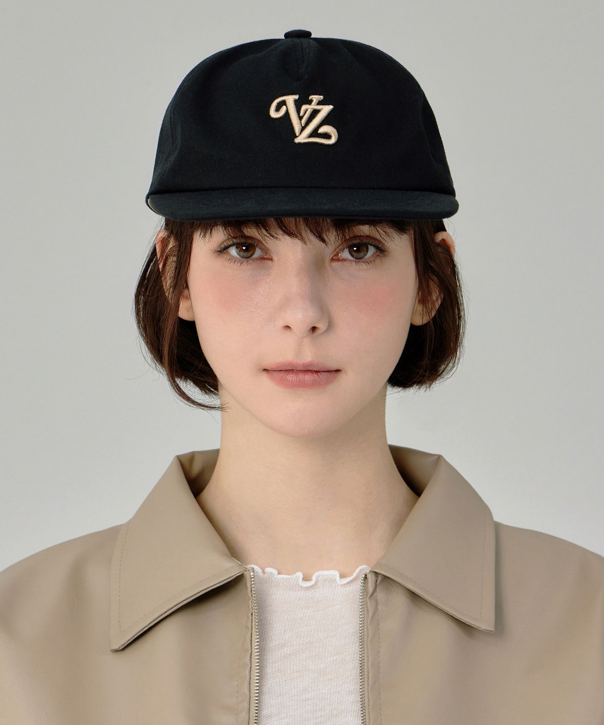 바잘(VARZAR) 리프 VZ 모노그램 5패널 볼캡 블랙