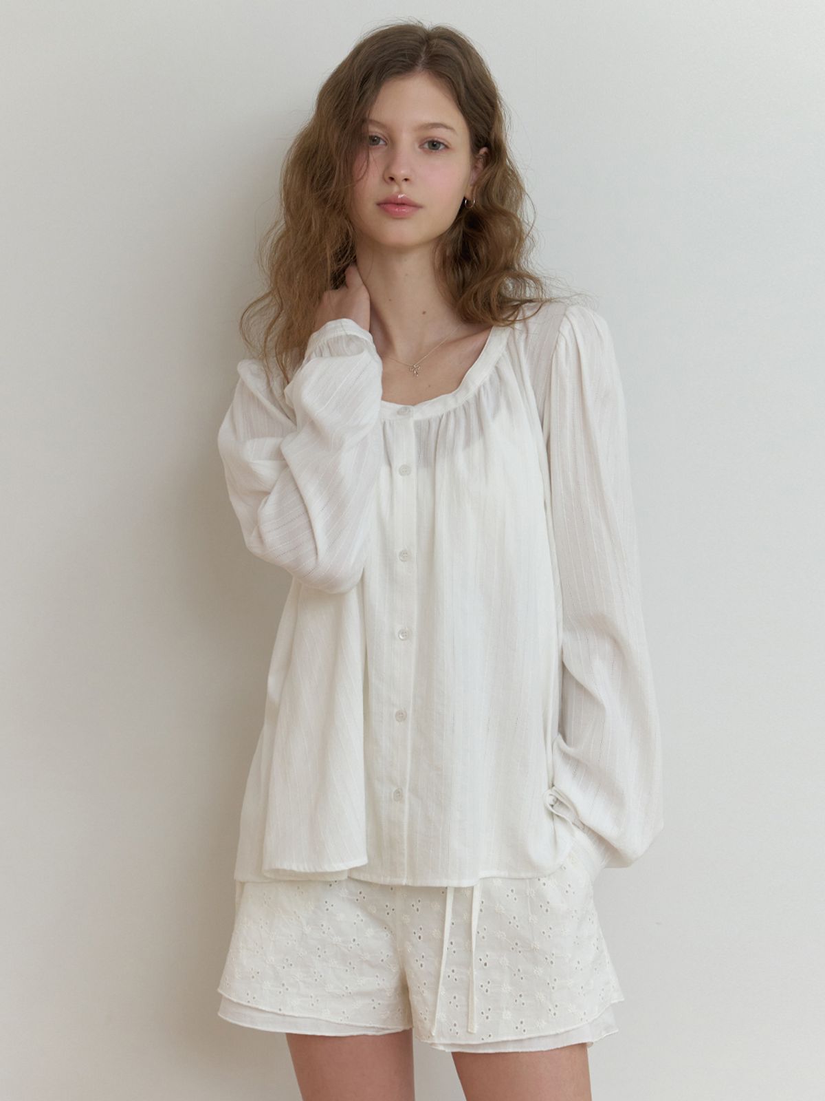 리엘(RE L) Robin cotton blouse (ivory)